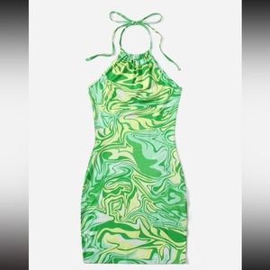 SHEIN Marble print Rouched Halter Mini dress. Size: XL